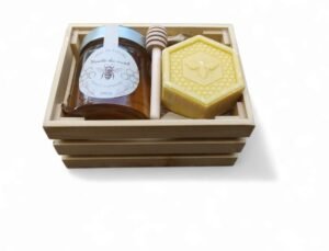COFFRET CADEAU (POT MIEL TOUTES FLEURS +SAVON AU CHOIX)