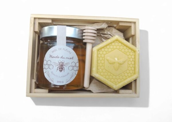 COFFRET CADEAU (POT MIEL TOUTES FLEURS +SAVON AU CHOIX) – Image 2