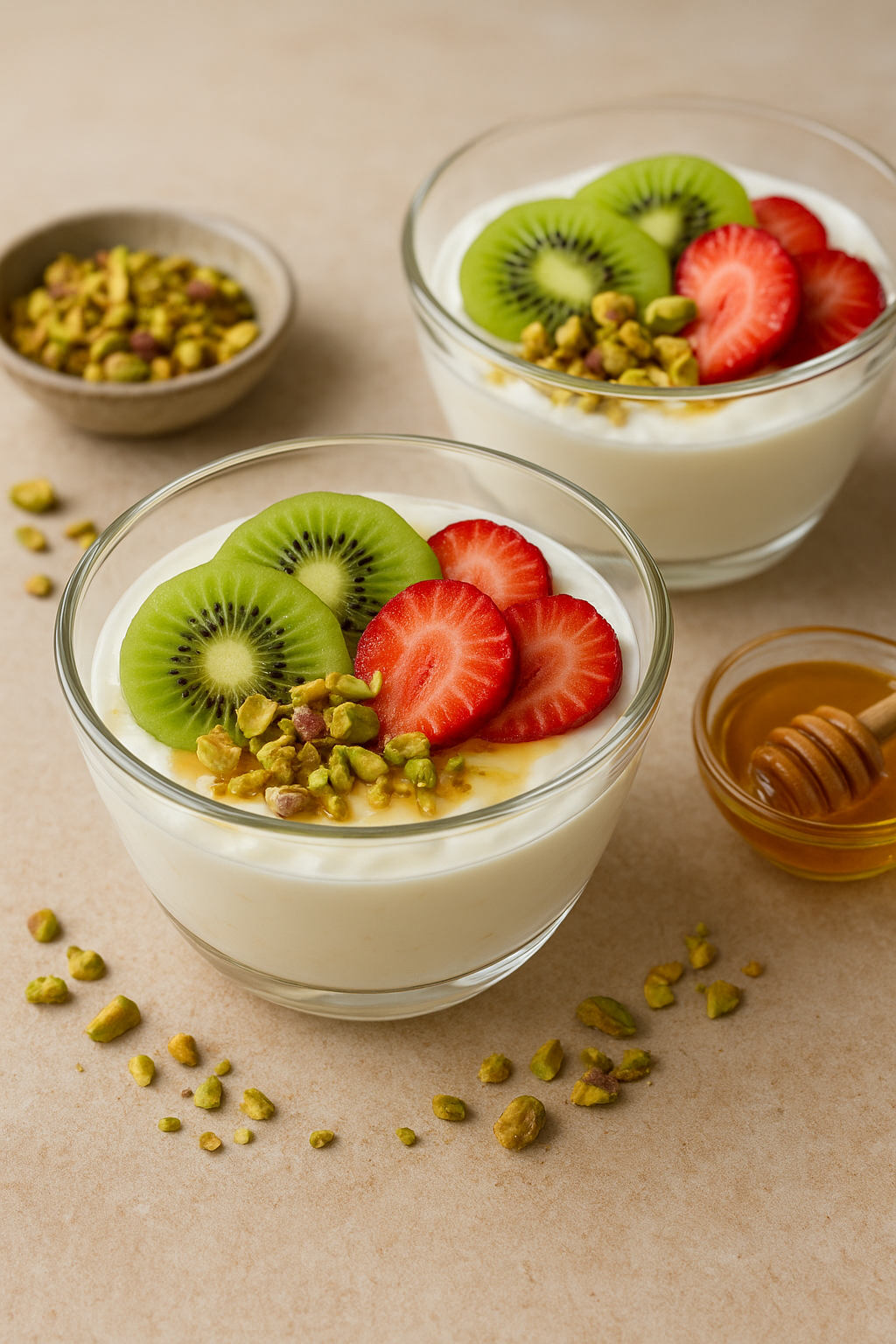 Yaourt grec au miel et fruits